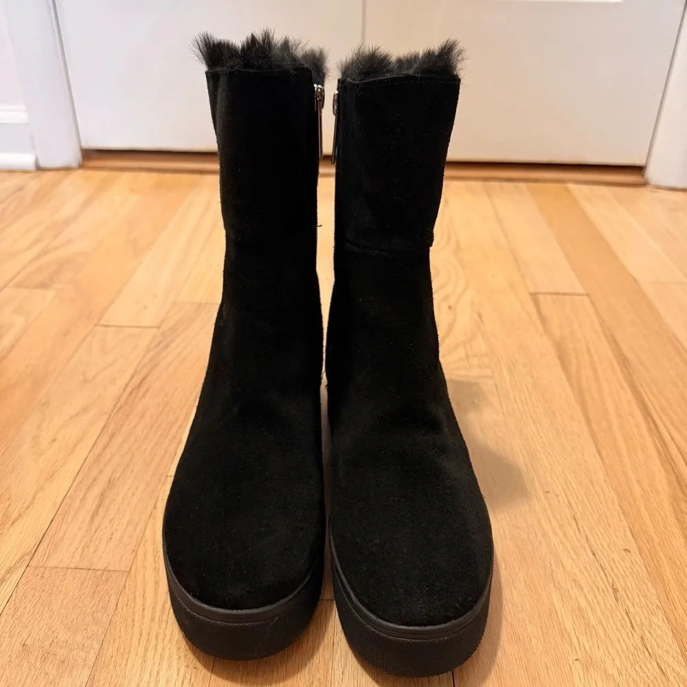 J Slides NYC Waterproof Women's Black Winter Suede Boots Size 7.5